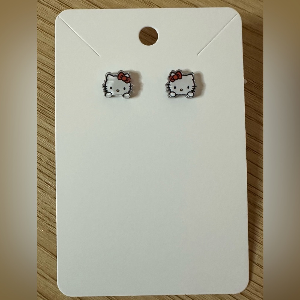 Kitty Earrings with Red Bow - Picture 2 of 2
